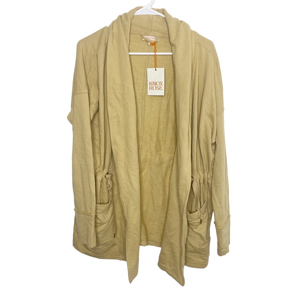 Knox Rose Camel Open Cardigan Jersey Knit Pockets Size Medium NWT i